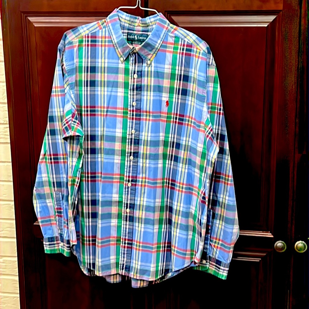 Ralph Lauren Men’s XXL Classic Fit Long Sleeve Button Up. Multi color plaid